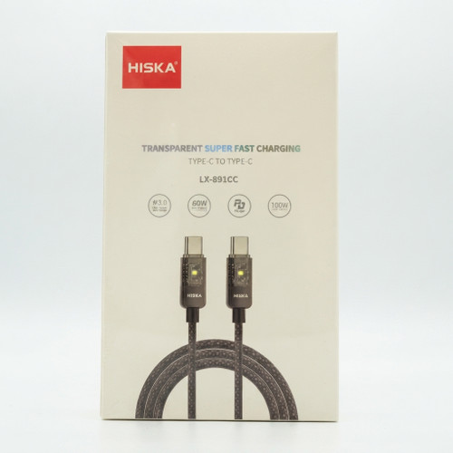 کابل شارژ دوسر type c مدل hiska توان 60 وات